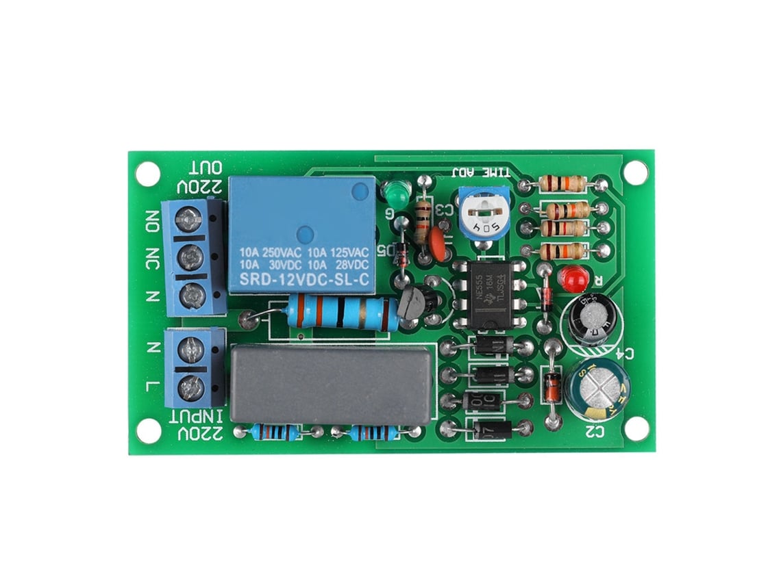 Módulo de relé com timer atraso de 1-60s entrada/saída 220V 10A placa de controle S/MARCA