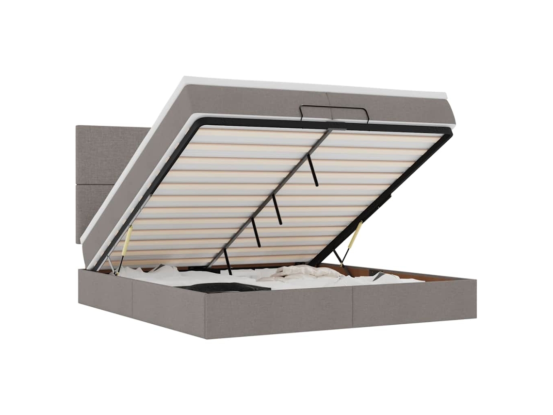 Estrutura Cama Otomana com Colchões Tecido Cinzento MAISON EXCLUSIVE (200x200 cm)