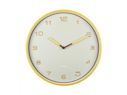 Relógio de Números Forrados D40Cm Hora Presente Amarelo PRESENT TIME
