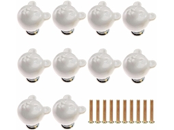 Conjunto De 10 Puxadores Cerâmica Em Formato Cabeça Urso Para Armários, Material Moderno, Fáceis De Instalar, Ideais