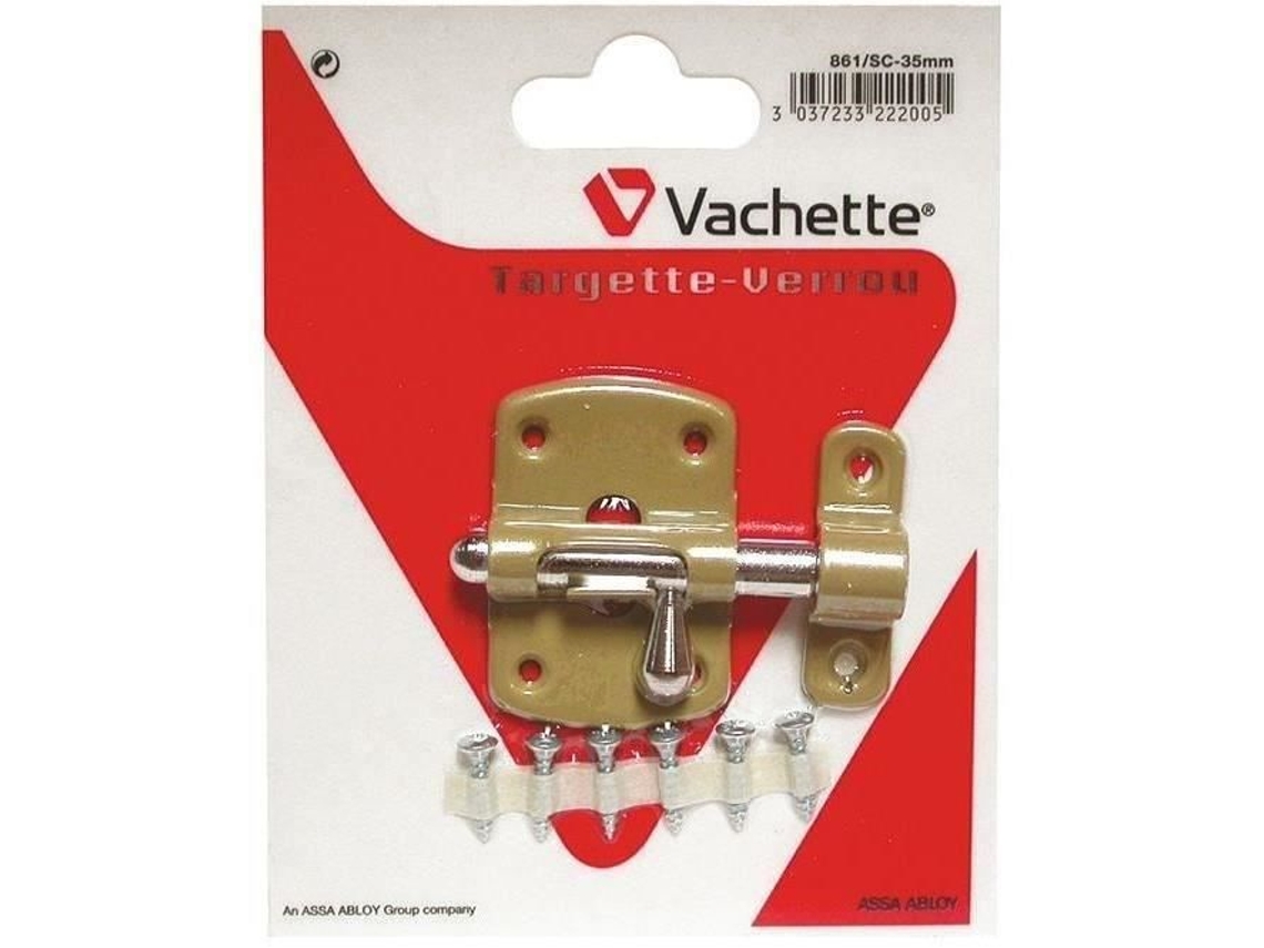 Fechadura Targette Vachette Parafuso Redondo Niquelado 40 Mm 5 Pinos 2 Chaves Incluídas