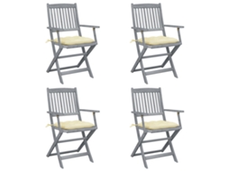 Cadeiras Externas Dobráveis C/ Almofadões 4 Pcs Acácia Maciça Dkd Home Decor