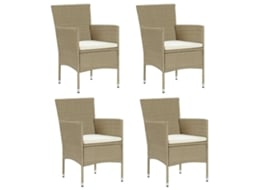 Cadeiras de jantar para jardim 4 pcs vime PE bege