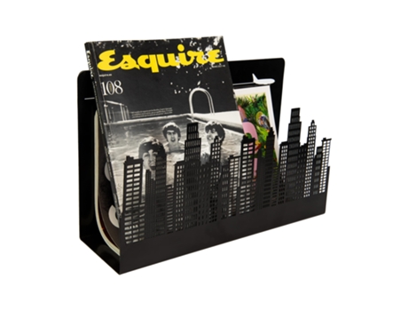 FISURA Porta-Revistas Original Skyline Moderno Preto 35x11x22 cm Materiais: Metal