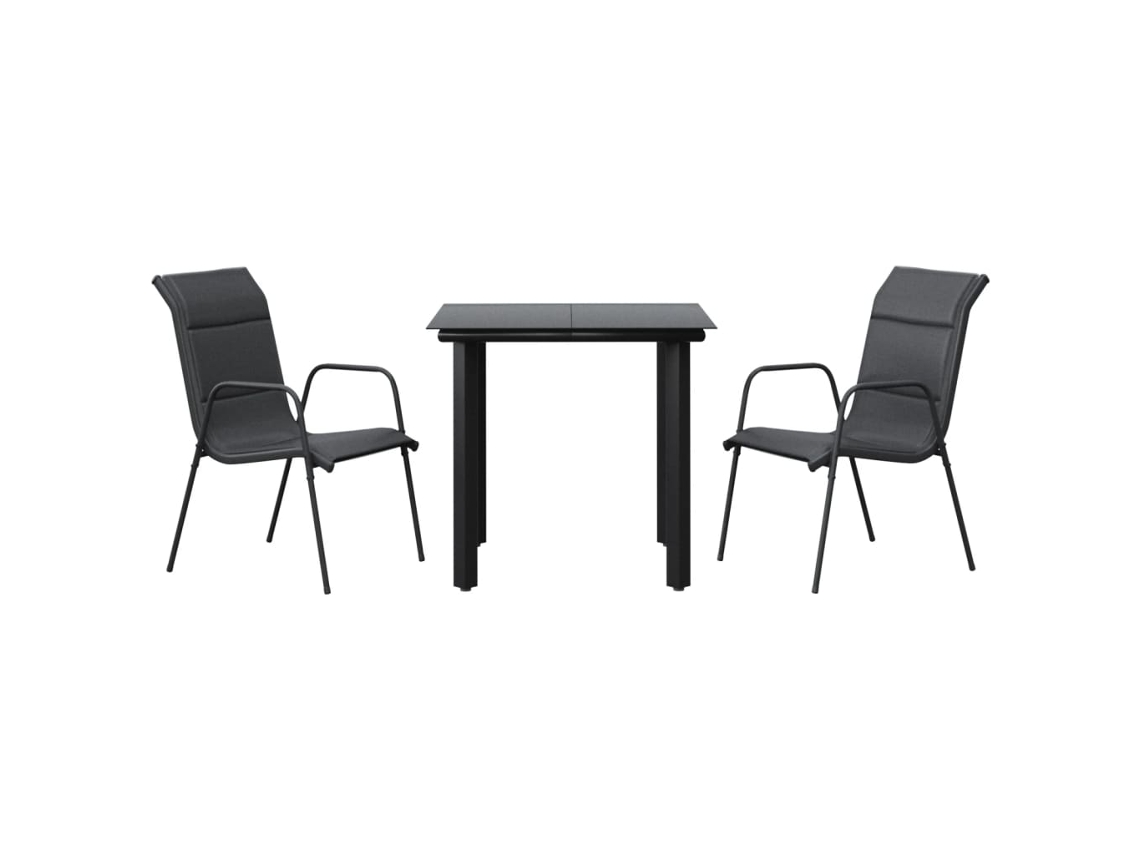 Maison Exclusive - 3 Pcs Conjunto De Jantar Para Jardim Aço E Textilene Preto
