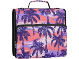 Cartera Con Cremallera Organizador de Mesa com 3 Argolas, Alça Ombro e Mão, Roxo, 3,8 Cm Seguro Resistente