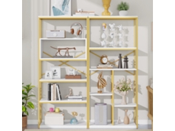 Vitrine com Iluminação Led 120x40x200cm Prateleiras Abertas Gavetas Portas BAGOLY