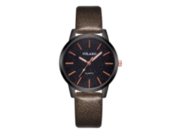 Relógio Feminino Casual de Quartzo com Pulseira Pu Fashion Simples Elegante Café