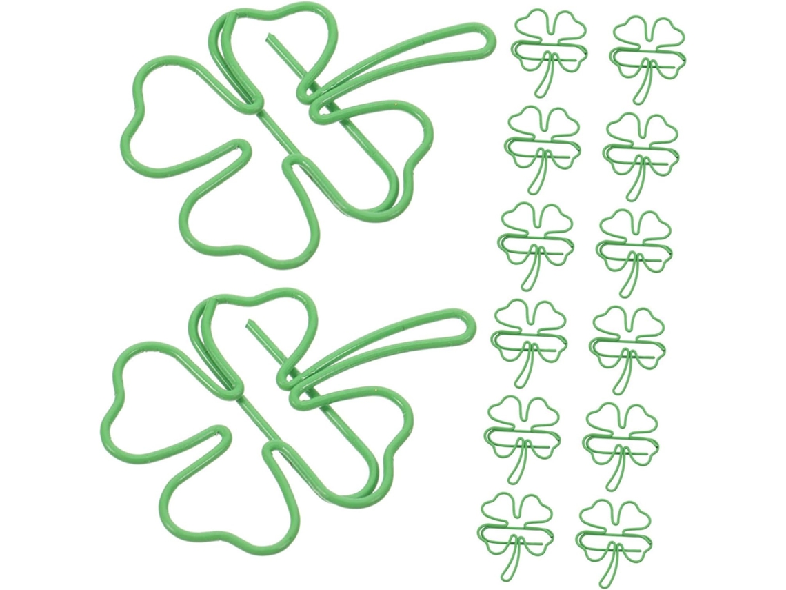 Ciieeo Conjunto de 30 Clips de Papel Pequenos em Metal Verde, Quatro Folhas, Multiuso para Prender Anotações e Decorar