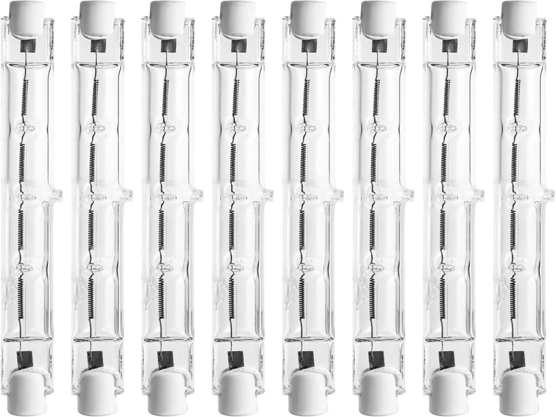 Lurelia Pack De 8 Lâmpadas Halogéneas Lineares R7s 500w Ac220-240v 2800k 118mm, Branca Quente, Regulável, Sem Cintilação