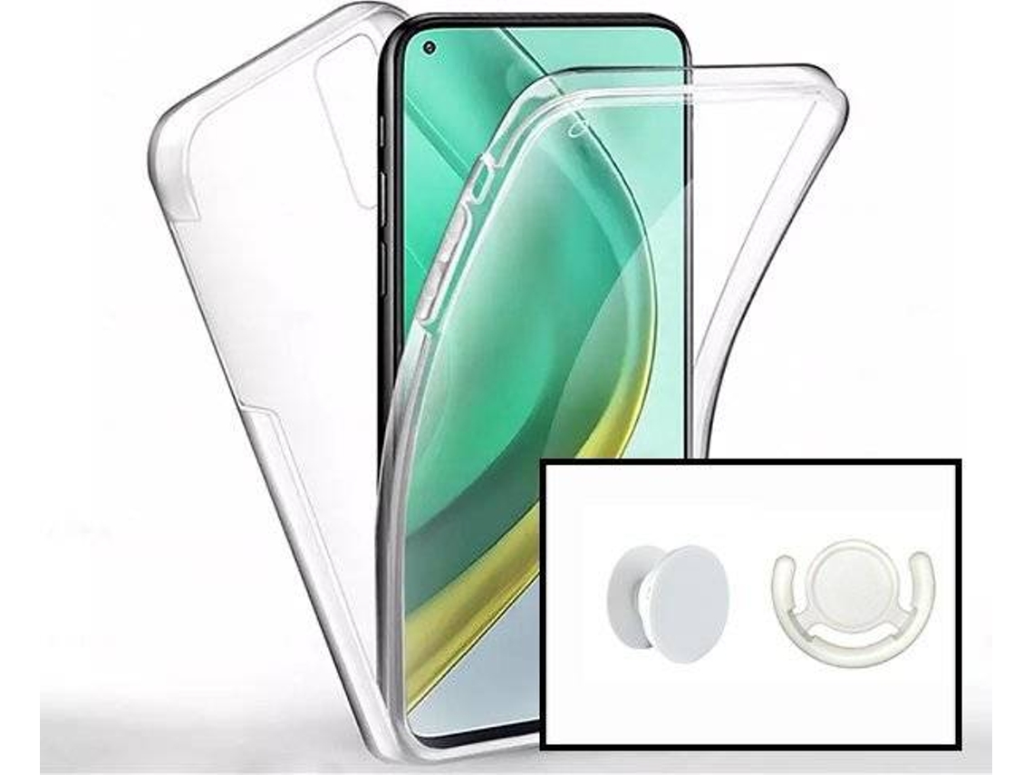 Kit Capa, PopSocket e Suporte Popsocket Xiaomi Mi 10T 5G 360º Impact Protection Transparente e Branco