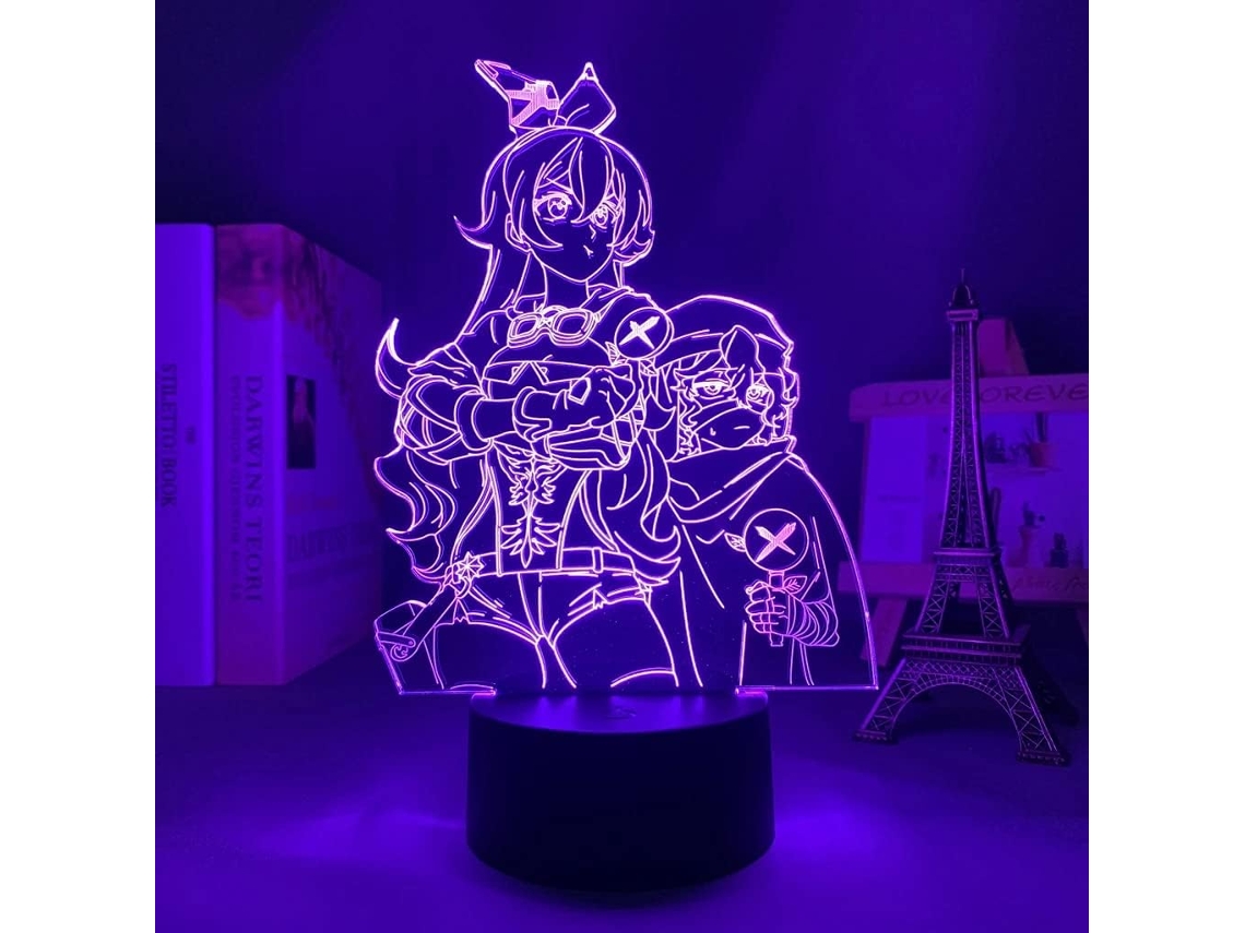 Lâmpada de Mesa Genshin Impact Hu Tao, Luminária de Jogo 3d Led com 16 Cores Mudança Cor BRILVIBERA