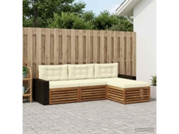 Vidaxl Conjunto De Sofás Para Exterior 4 Unid. Natural E Creme