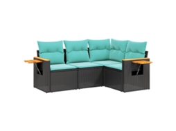 Conjunto de 4 Sofás P/ Jardim C/ Almofadões Vime Pe Preto MAISON EXCLUSIVE (4 pcs)