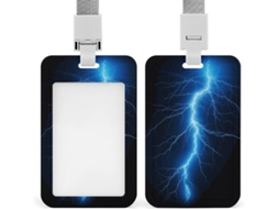 Porta Crachá Azul Com Cordão, Capa Plástica Impermeável, Crachás De Identificação, Ideal Trabalho, Escritório