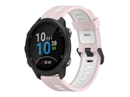 Pulseira De Silicone Rosa E Branca 20 Mm, Compatível Com Garmin Forerunner 245 Music.