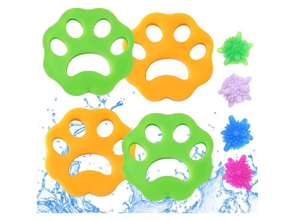 Pacote de 8 bolas de lavanderia para remover pelos de animais de estimação de roupas e roupas de cama - ZHUODIKE ZHUODIKE
