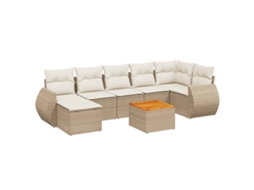 Conjunto de 8 Sofás para Jardim com Almofadões Vime Pe Bege MAISON EXCLUSIVE (8 pcs)