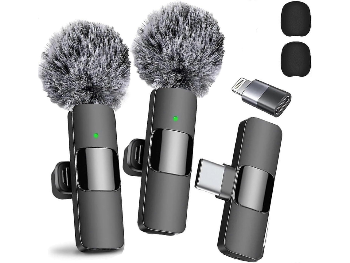 Microfone De Lapela Sem Fio Profissional 2024, Pacote Com 2, Redução Ruído, Gravação Cristalina Usb C Para Iphone 15 Pro Max, Ipad E Android Aquaforge
