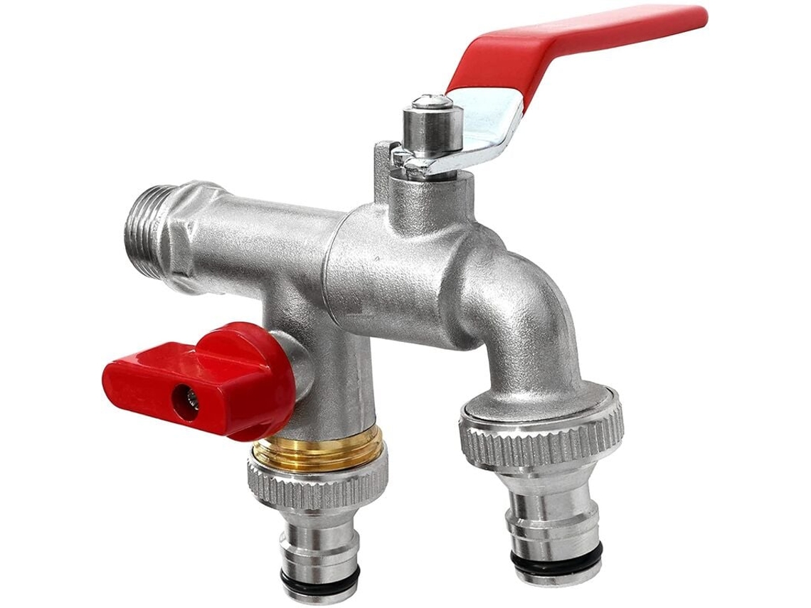 Torneira Dupla De Latão Premium 1/2 Polegada , Resistente À Ferrugem E Ao Gelo 2 Conectores Mangueira Grátis E Book Para Aquaforge (15/21)