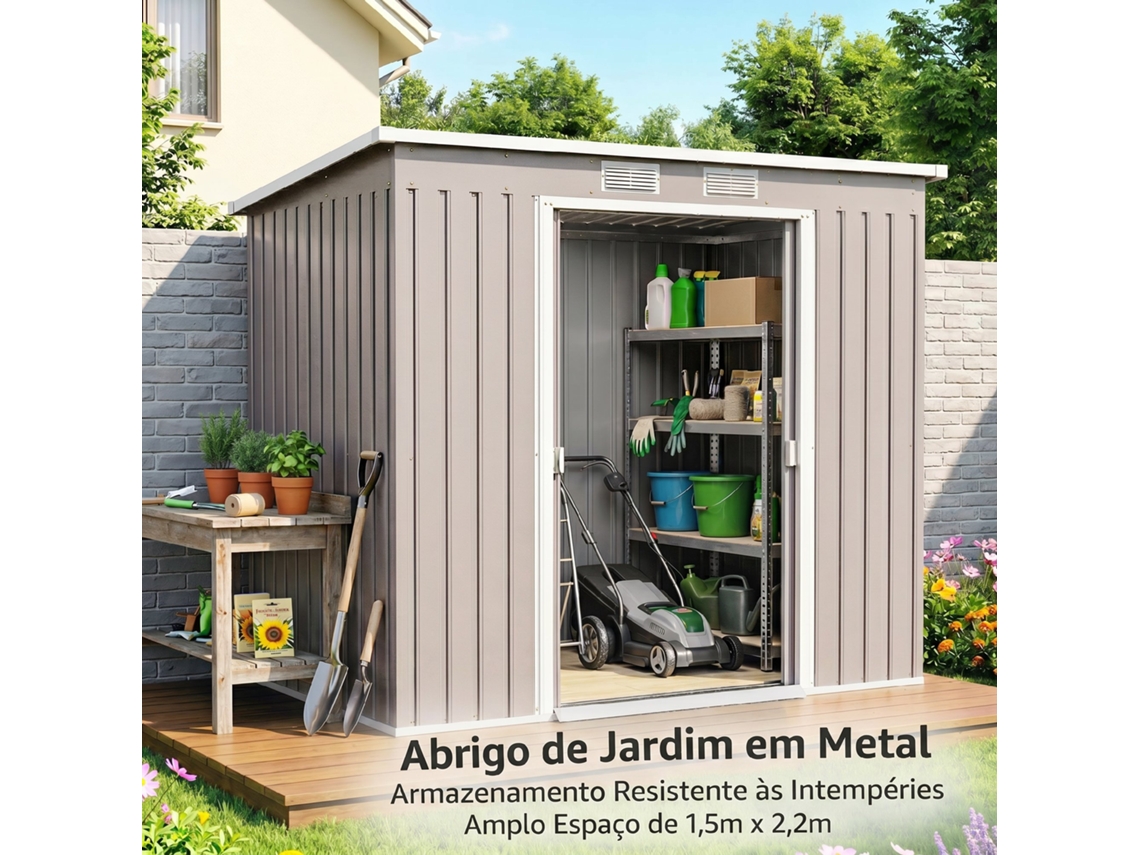 Abrigo de Jardim 213x130x172 cm de Aço Galvanizado X/S/MARCA