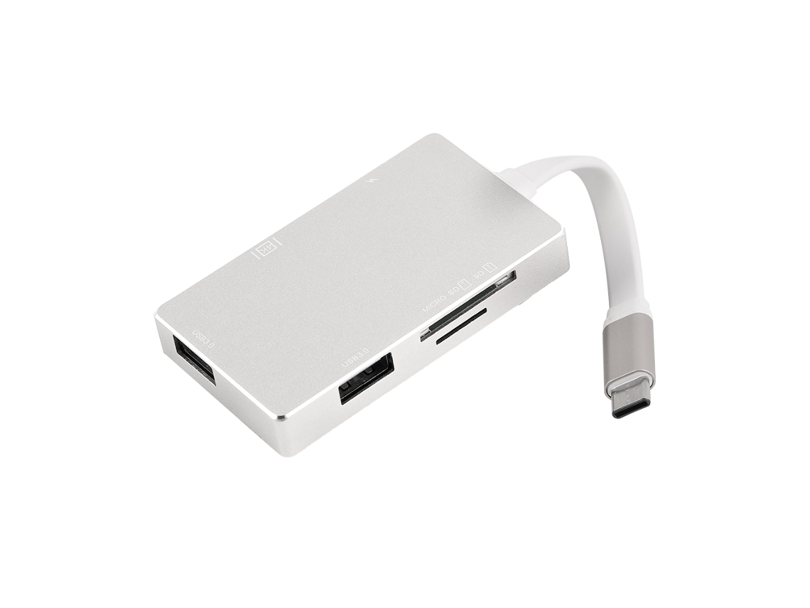 Adaptador Hub De Carregamento Pd Hdmi 4k Para Type C Leitor De Cartão Usb-c3.1 Sd Tf Prata