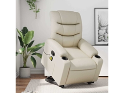 Vidaxl Poltrona Reclinável De Massagens Couro Artificial Cor Creme
