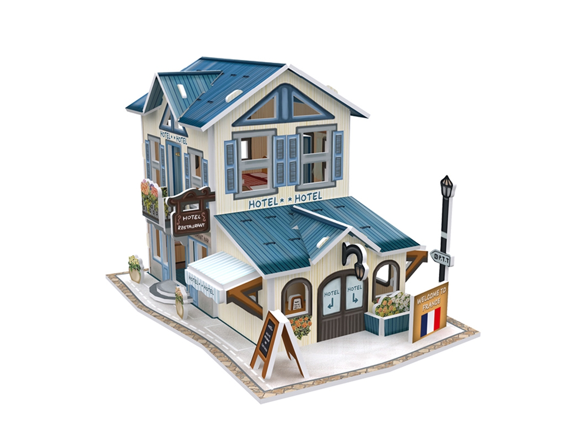 Quebra-cabeça 3d Estilo Mundo Clássico Hotel Francês 17x11x10 Cm.