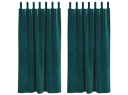 Conjunto 2 Cortinas Opacas Vidaxl Verde Veludo (140 X 175 Cm)