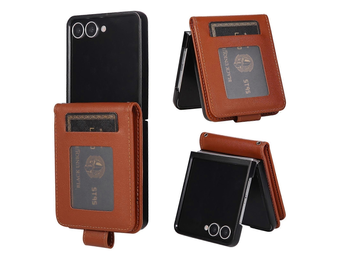 Capa Multifuncional De Couro Com 3 Compartimentos Para Cartões Para Samsung Galaxy Z Flip7 5g