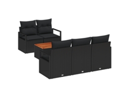 Conjunto 6 Conjunto De Sofá Modular Vidaxl Preto Vime Pe (175 X 62 X 69 Cm)