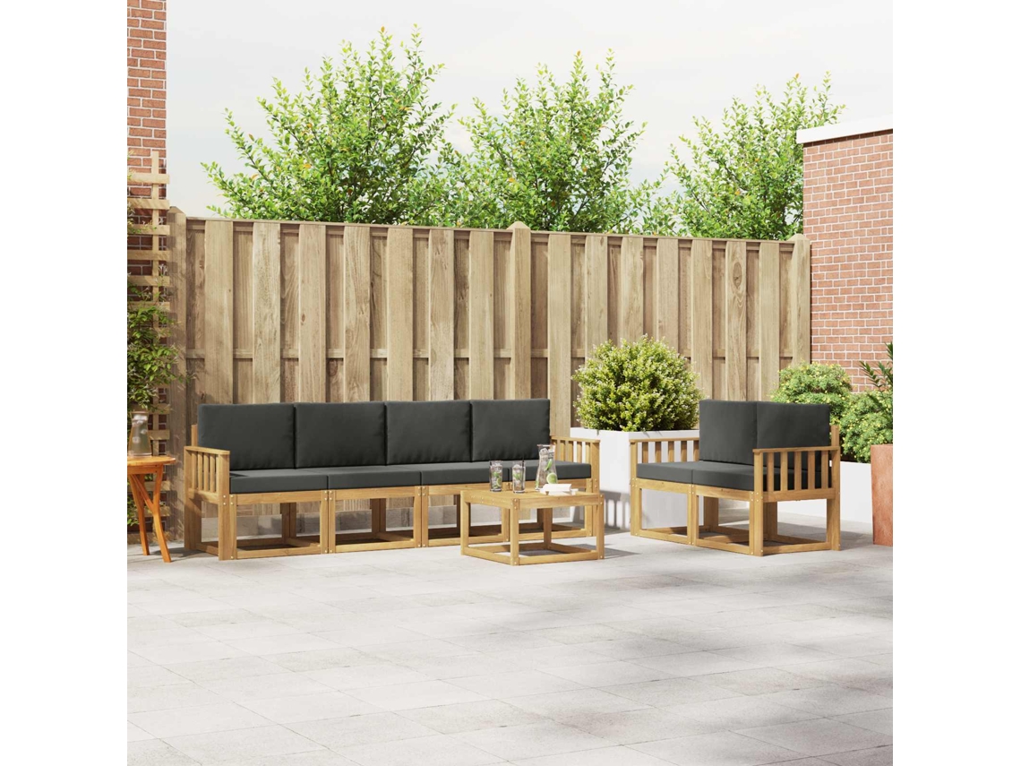 Vidaxl Conjunto De Sofás Para Exterior 7 Unid. Branco E Antracite