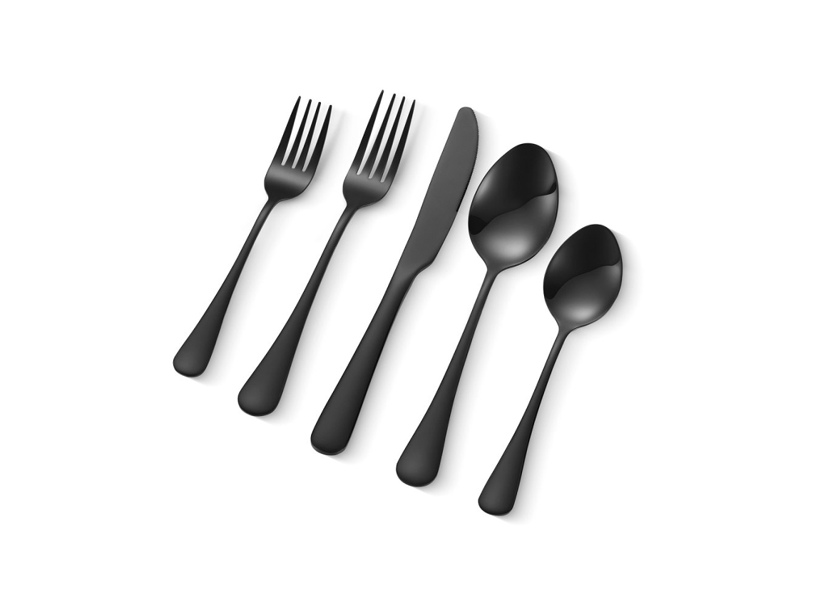 Conjunto De Talheres 30 Peças Em Aço Inox Preto Tekmaquinas