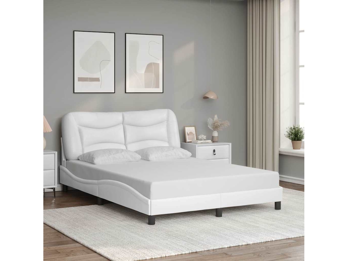 Vidaxl Estrutura De Cama Sem Colchão Hvar 140x200 Cm Couro Artificial Branco