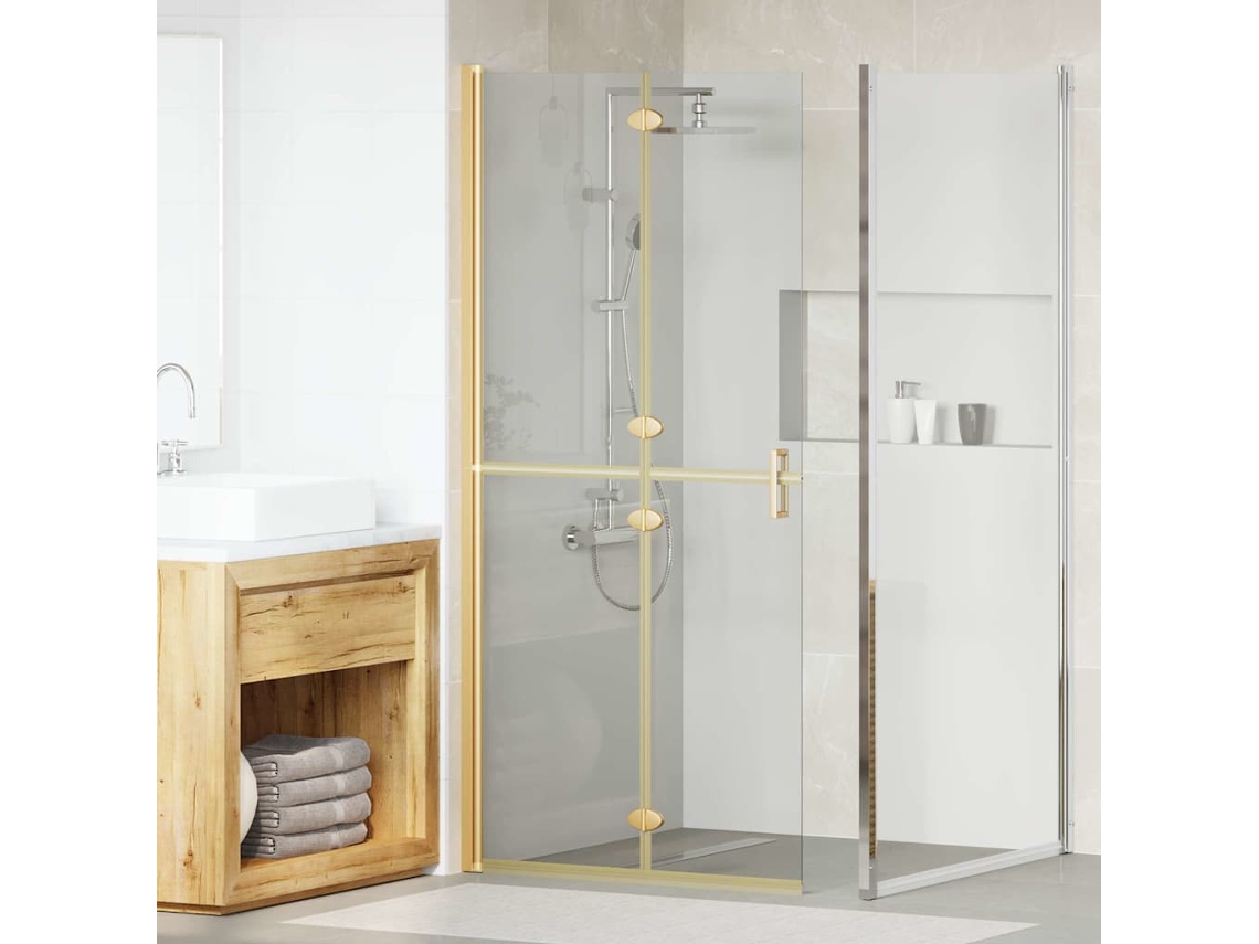 Vidaxl Parede De Chuveiro Walk-in Ouro 90 X 6.5 X 190 Cm