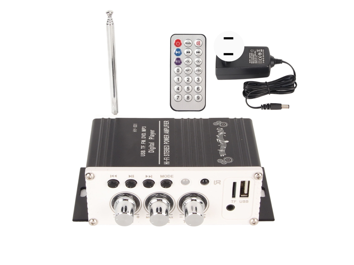 Aetheria amplificador de Potência Estéreo Hifi Digital Mini 2 Canais Bluetooth 5.0 com Controle Remoto 100‑240v Plug Us