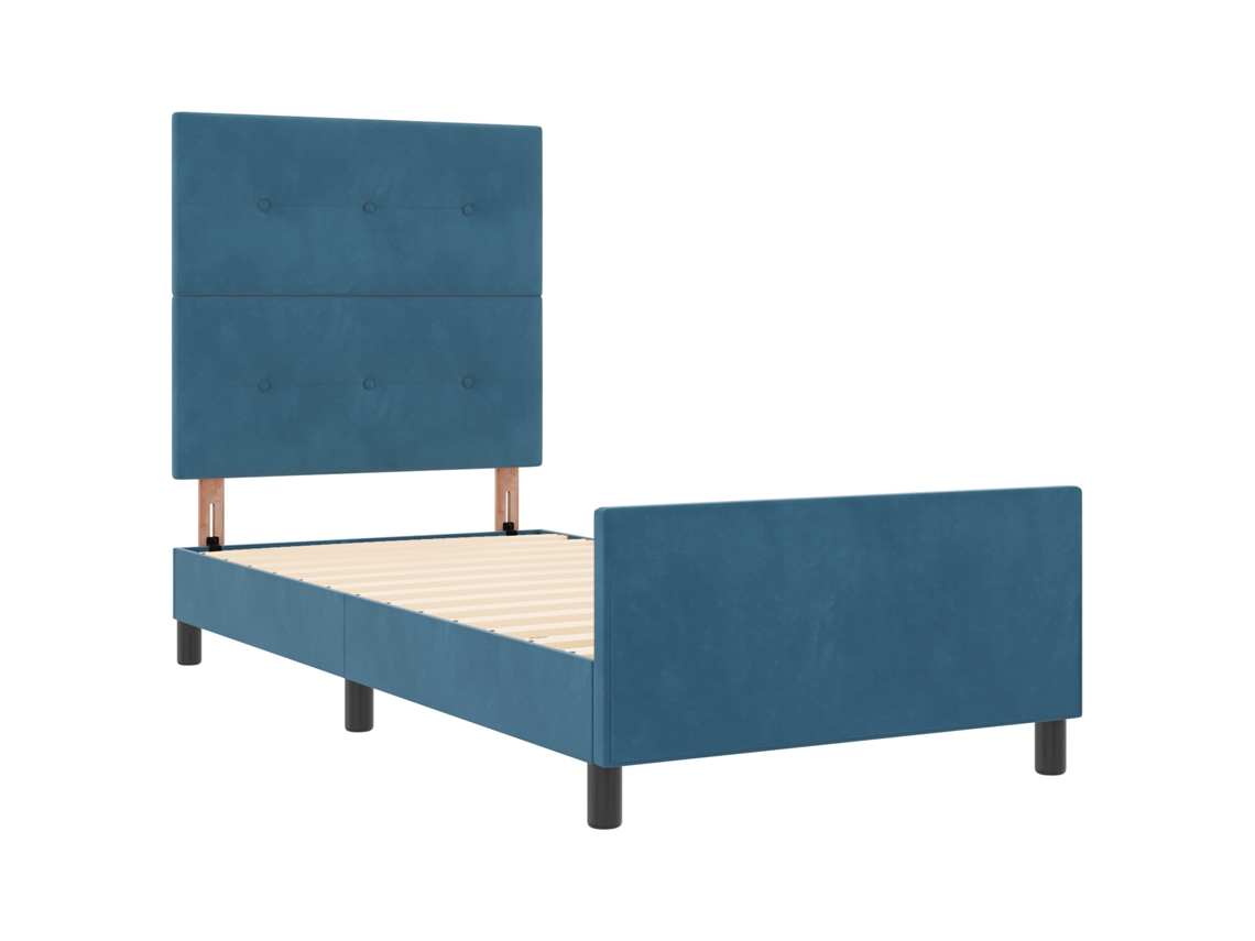 Conjunto 1 Cama Moderna Vidaxl Azul Veludo (90 X 200 Cm)