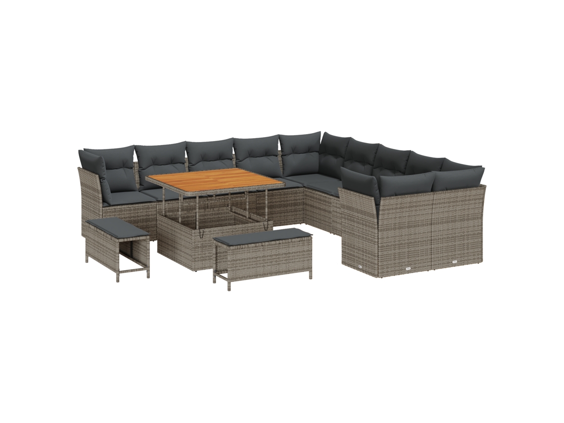 Conjunto 13 Conjunto De Sofá De Jardim Vidaxl Cinzento Vime Pe (100 X 100 X 71 Cm)