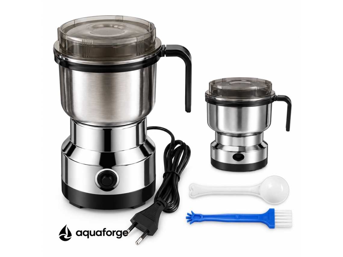 Moinho Elétrico De Café Aquaforge Com Moagem Ajustável E 0,5 L Para Café, Prateado