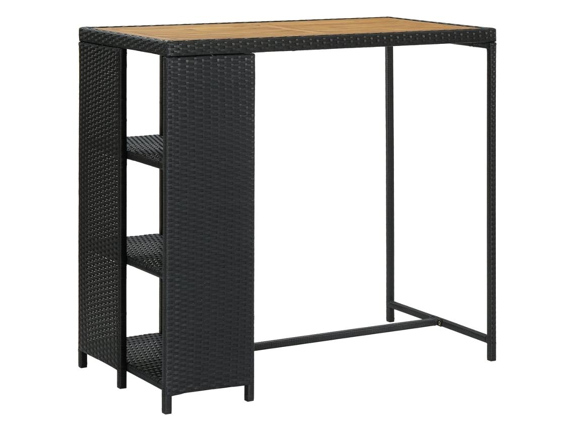 Vidaxl Mesa De Bar Com Prateleiras 120x60x110 Cm Vime Pe Preto