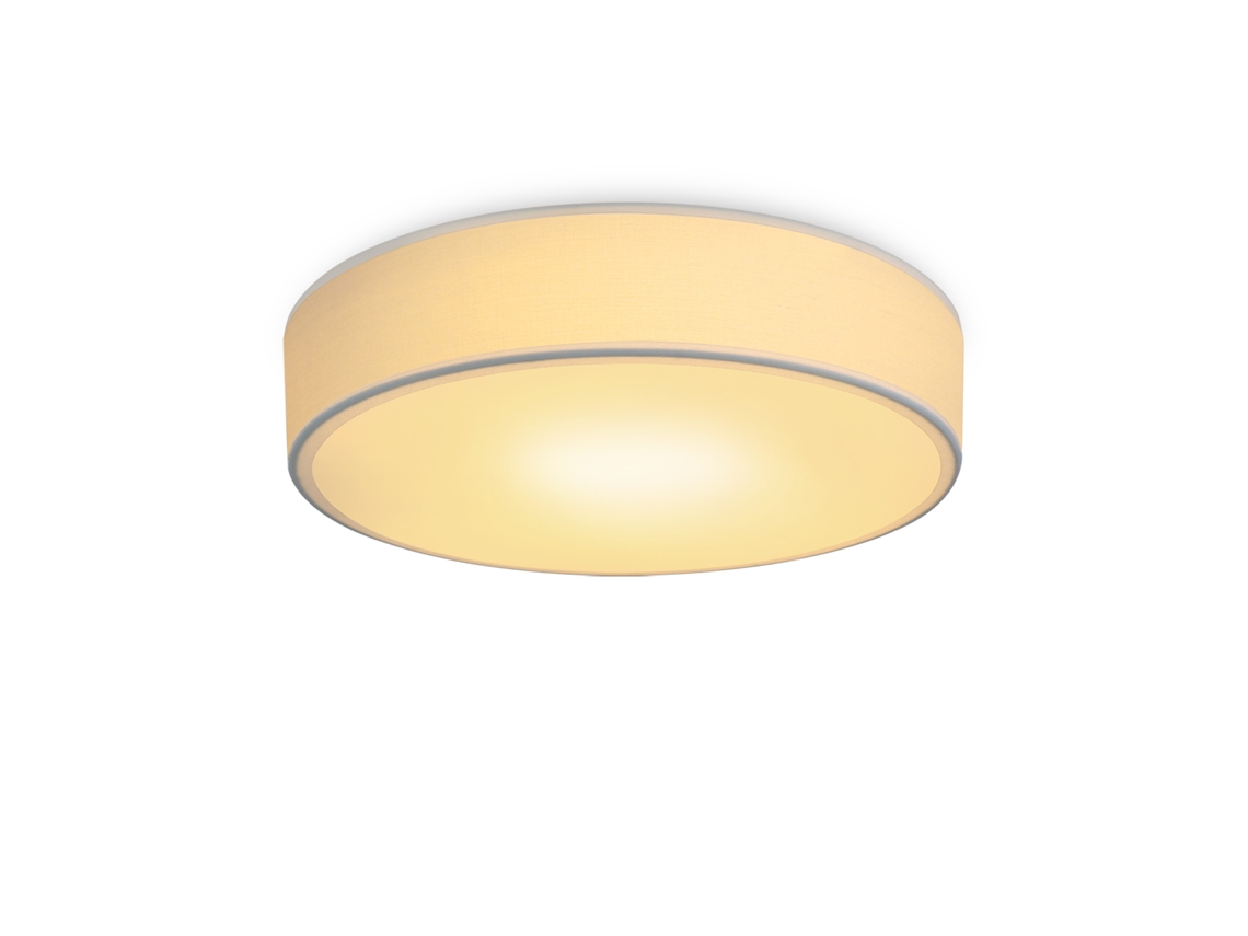 Luz de Teto Redonda 2 Lâmpadas E27 Tecido Branco Quarto Lâmpada 38 Cm com Abajur para Sala Estar Cozinha Corredor NETTLIFE Moderna