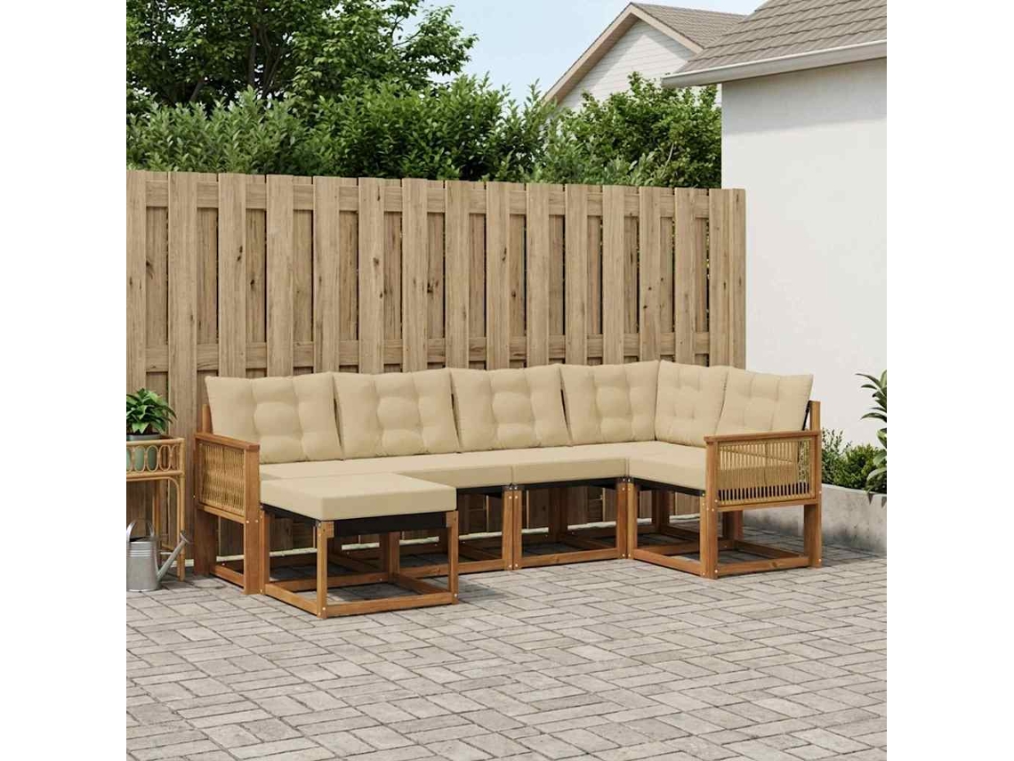 Vidaxl Conjunto De Sofás Para Exterior 6 Unid. Natural E Bege