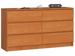 Cómoda: 6 Gavetas, Amieiro, 138 X 77 X 40cm