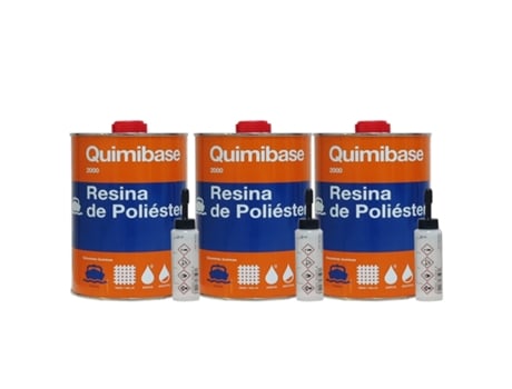 Kit 3 Uds Resina Poliester Catalizador 1Kg QUIMIBASE