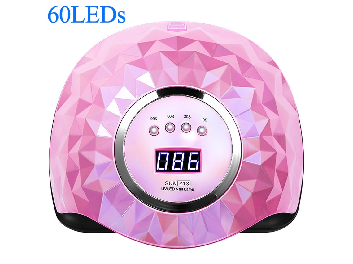 Lâmpada Para Unhass Uv Led De 248 W, Com 60 Leds, Secagem Mais Rápida E 4 Temporizadores, Rosa