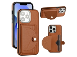 Capa Mobile Phone Cases Shockproof With Card para iPhone 13 Pro Pele Castanho