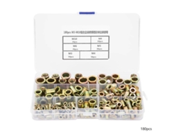 Kit Com 180 Peças De Porcas Rebite Cabeça Plana Roscada Em Aço Carbono Zincado, Tamanhos M3 A M10