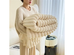 Cobertor de Pelúcia Artificial Quentinho com Estampa Coelho Perfeito para o Outono Feito em Fleece Coral Macio