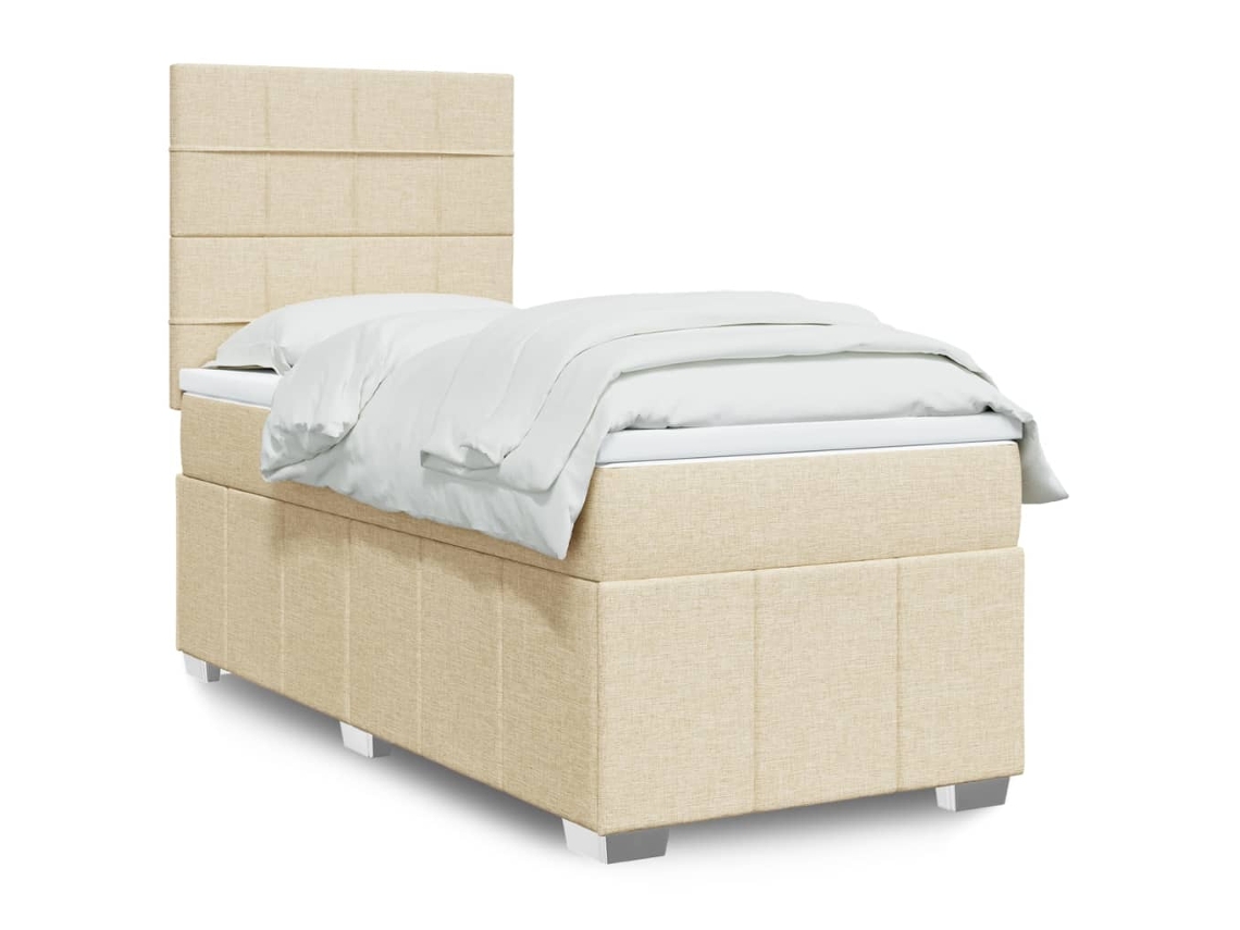 Vidaxl Cama Com Molas/colchão 90x190 Cm Tecido Cor Creme