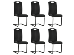 Vidaxl Cadeiras De Jantar Cantilever 6 Pcs Couro Artificial Preto